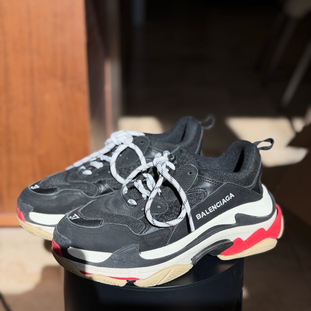 Balenciaga Black and Red Chunky Sneakers